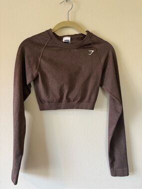 Gymshark Brown Cropped Long-Sleeve Top